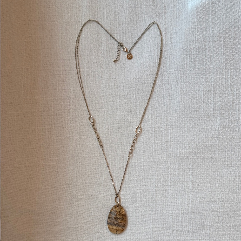 White House Black Market Silver and Brown Pendant Necklace